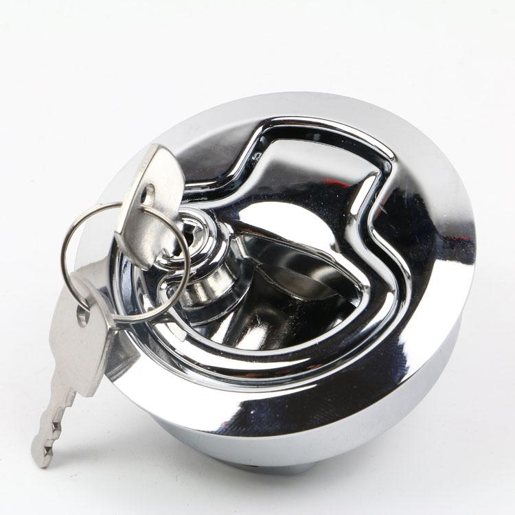 Zinc Alloy Round Locking Flush Pull Push to Close Slam Latch Chrome Plated Marine Boat Hatch Lock for RV Compartment Access Door