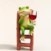 Cartoon Frog Ornament with Ladder Cute for Courtyard, Terrace