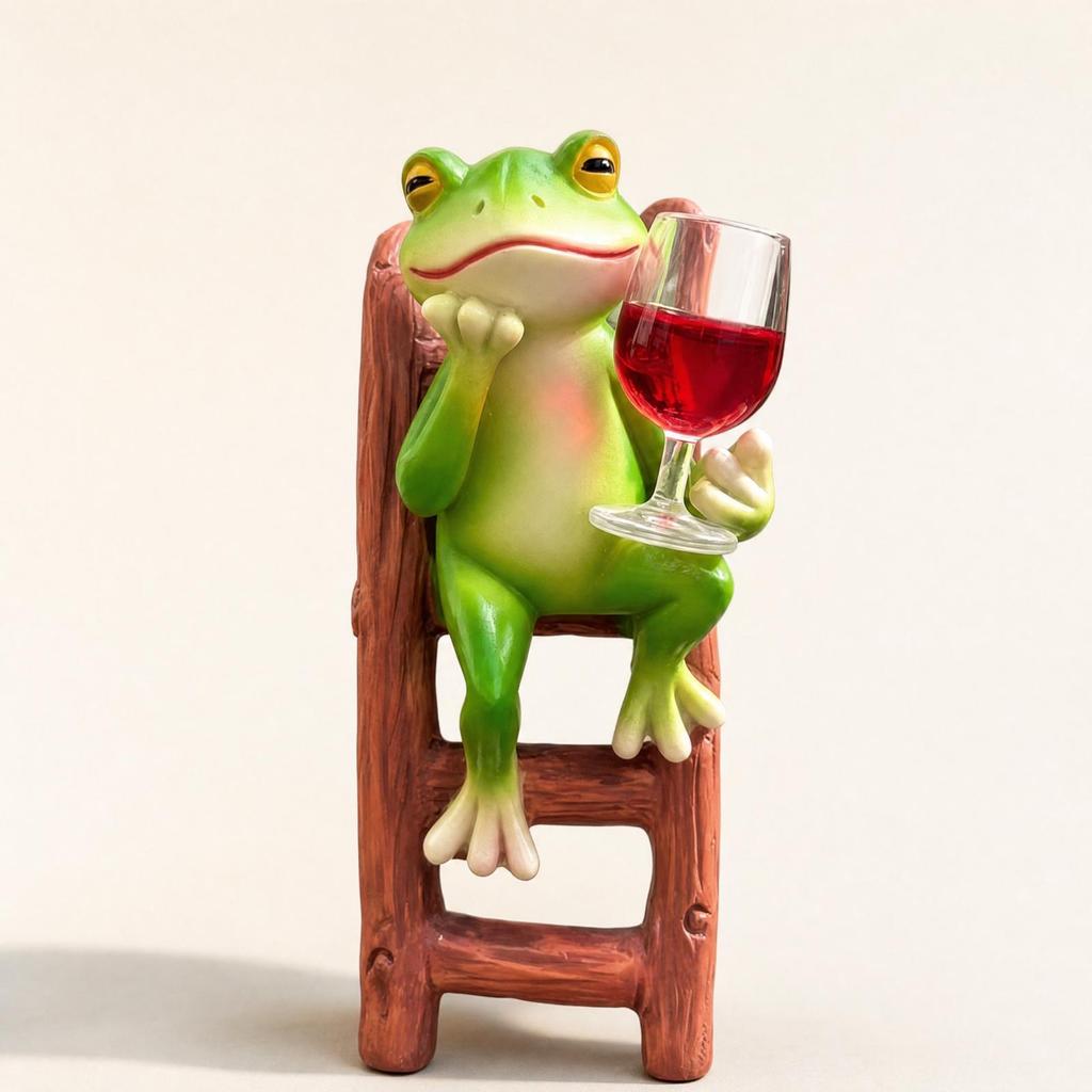Cartoon Frog Ornament with Ladder Cute for Courtyard, Terrace