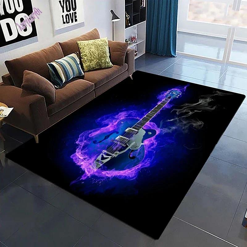 Colorful Music Guitar Melody 3D Printed Carpets for Living Room Non-Slip Area Rug Bedroom Bedside Home Decor Polyester Floor Mat