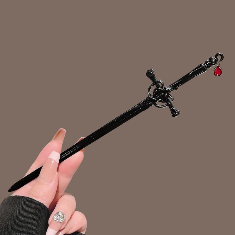 DIY Creative Chinese Style Hairpin Punk Sword Shape Hair Fork Fashion Hair Accessory for Women Cosplay Hanfu Party Wear