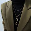 Style Exaggerated Personality Outline Face Pendant Necklace, Titanium Steel Plated 18K Real Gold Jewelry P086