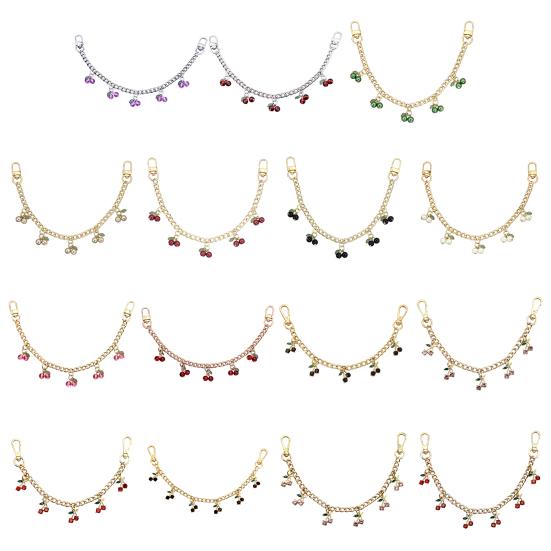 Rhinestone Cherry Bag Charm Cute Cherry Charm with Chain Sparkling Purse Charm for Women Handbag Clutch Tote Bag