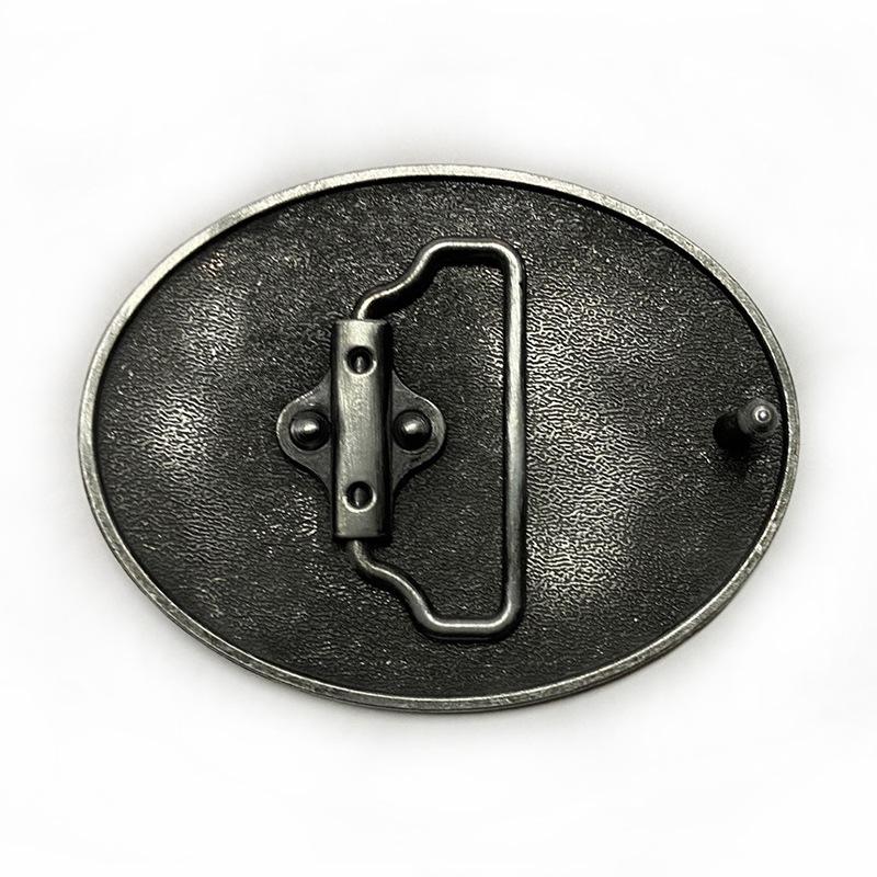 Oval Antique Tin Belt Buckle for Men's Western Cowboy Jeans - Retro Casual Fashion Alloy Design