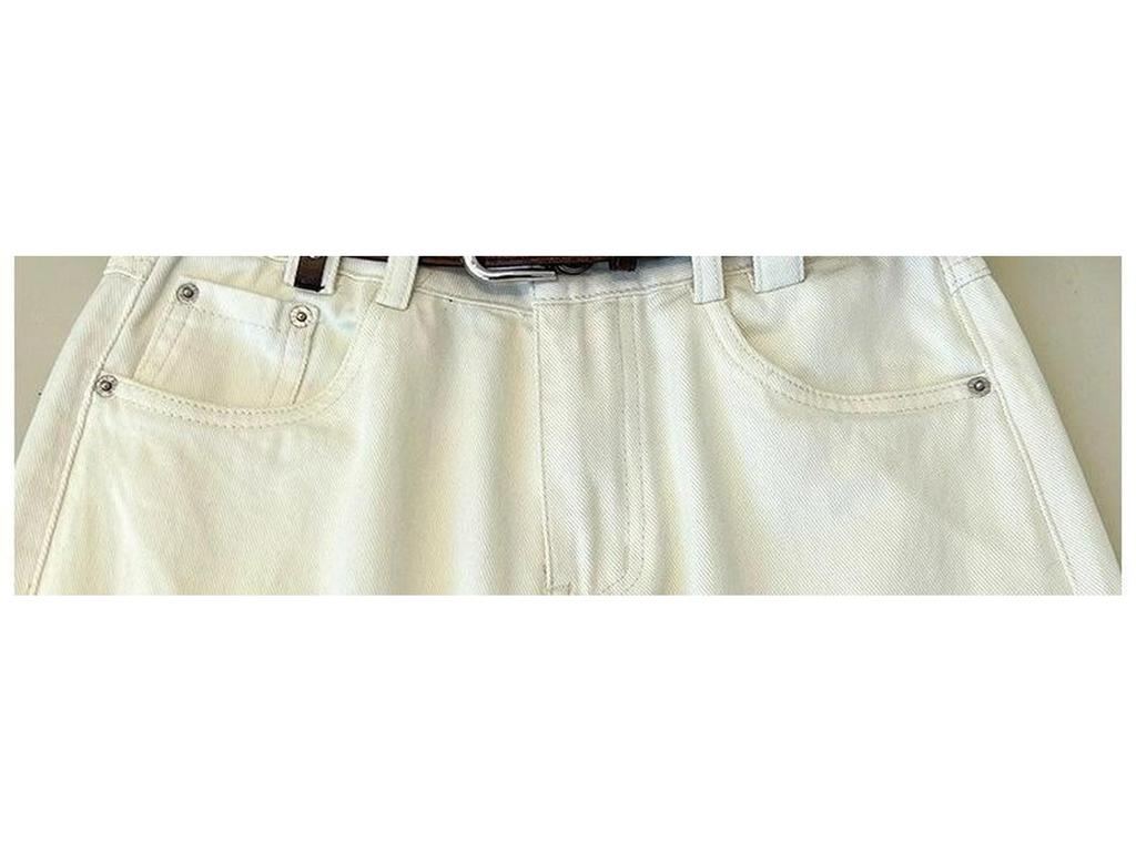 Apricot High Waist Nine-Point Baggy Jeans for Short People