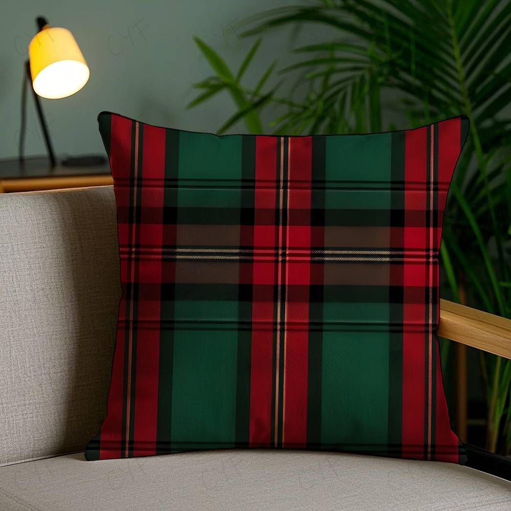 

Scottish T-Tartan Pillow Case Safe Custom Photo Pillow, Anti-fade Brushed Fleece Cushion, Maternal & Infant Safe. 16x16Inch
