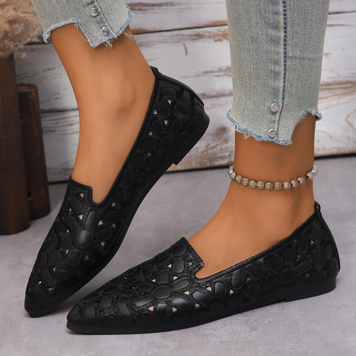 

36-43 Large Women s Pointed 2026 New Flat Bottomed Breathable Shallow Mouth Shoes 36 чёрный