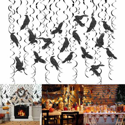 Set of 30 Halloween Ceiling Swirls Ornament Halloween Ceiling Spinners with Crows Decorations for Thrilling Party