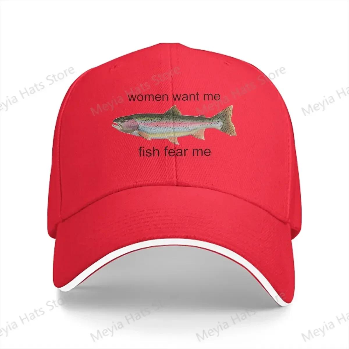 

WoUnisex Want Me Fish Fear Me Colorful Fish Funny Outdoor Cap Sun Visor Hip Hop Caps Cowboy Hat Peaked Hats One Size