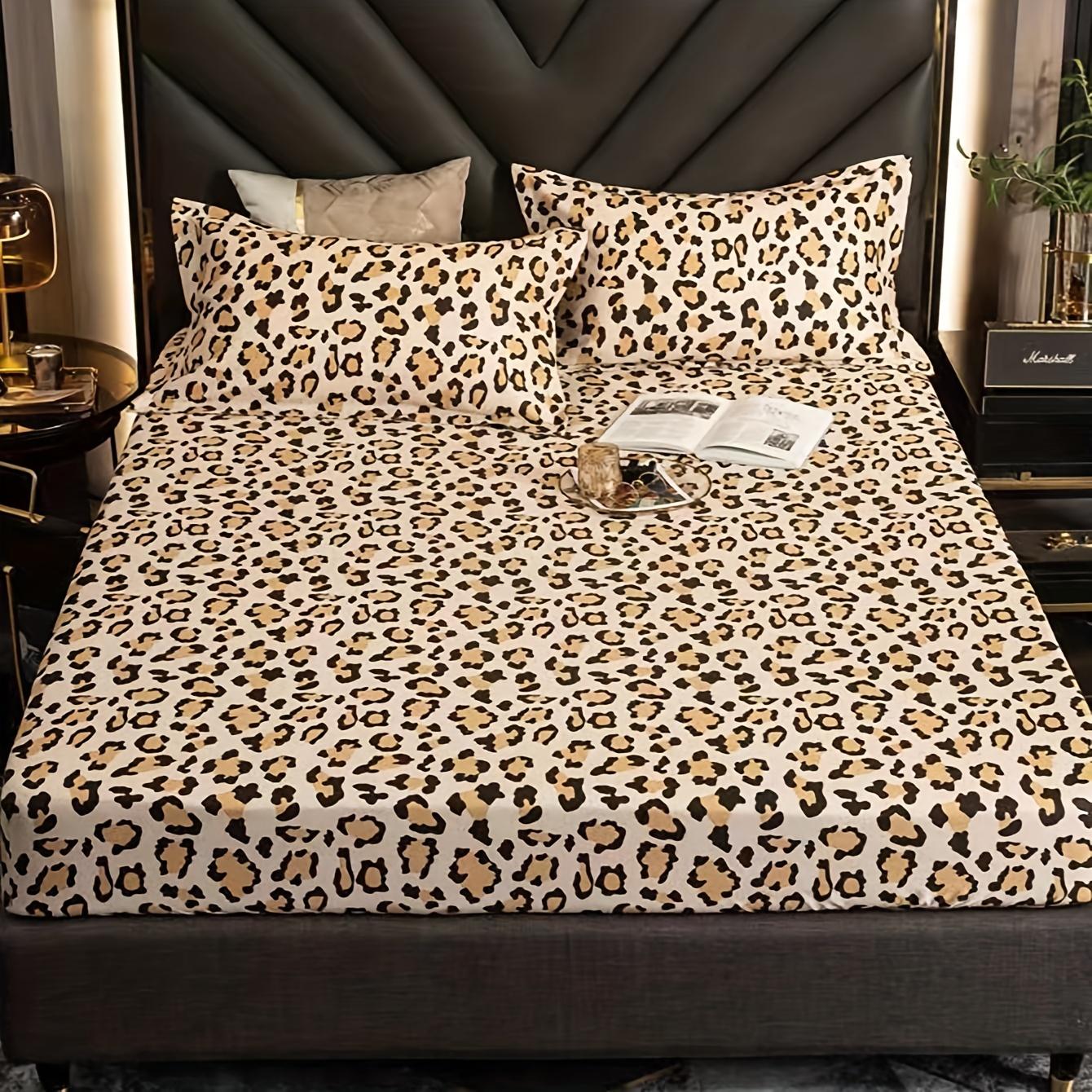

3Pcs Stylish Leopard Print Fitted Bed Sheet Set For Bedroom Soft And Comfortable Bedding Set Bed Sheet With Pillowcases (1Pc Twin99x190cm чирковий