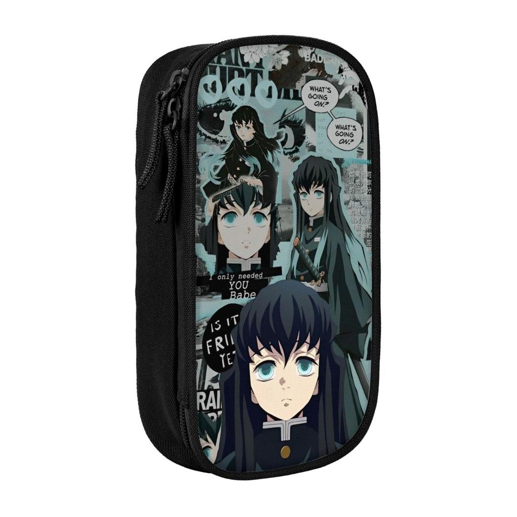 Mist Hashira Muichiro Tokito Pencil Case Demon Slayer Pen Holder Bag Girl Boy Big Capacity Students School Zipper Pencilcases
