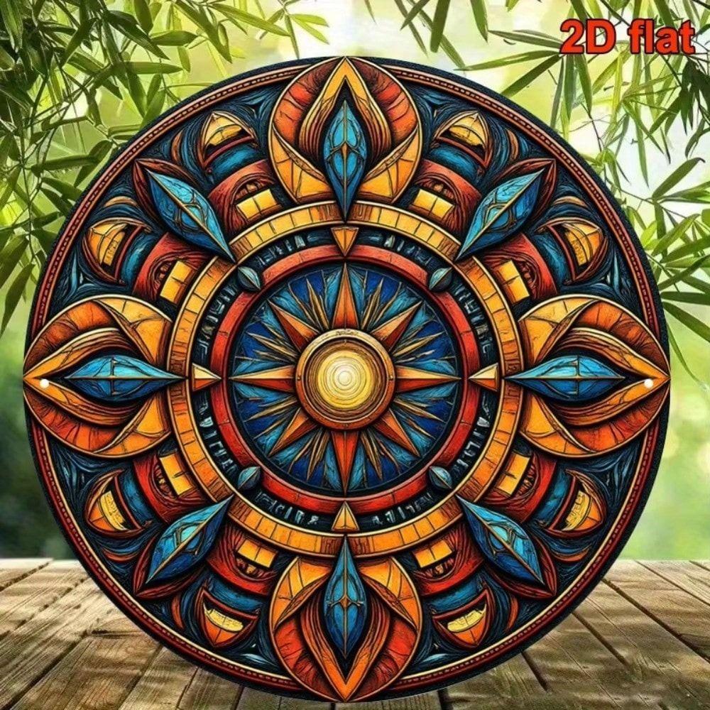 Round Aluminum Mandala Metal Wall Poster Bright Living Room Decor