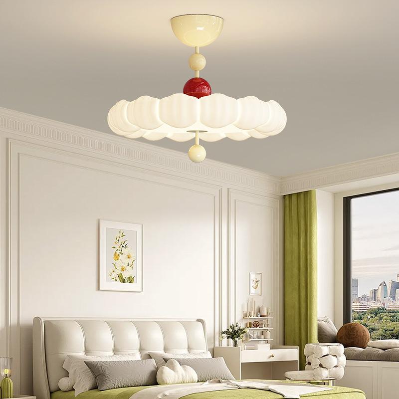 French Medieval Style Cream Ceiling Lamp for Master Bedroom & Children's Study - Full Spectrum Eye Protection
