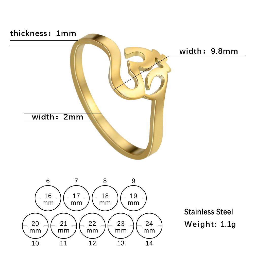 LIKGREAT Chakra OM Ring for Women Men Stainless Steel Gold Color AUM Yoga Meditation Spiritual Religious Amulet Jewelry Gifts