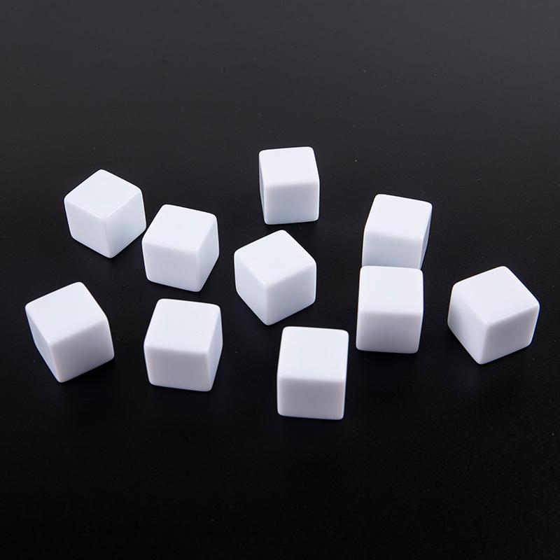 10pcs/pack New Acrylic 19mm White Blank Dice Teaching Props Game Accessories Mathematical Tools Square Corner No.19 Glossy Dice
