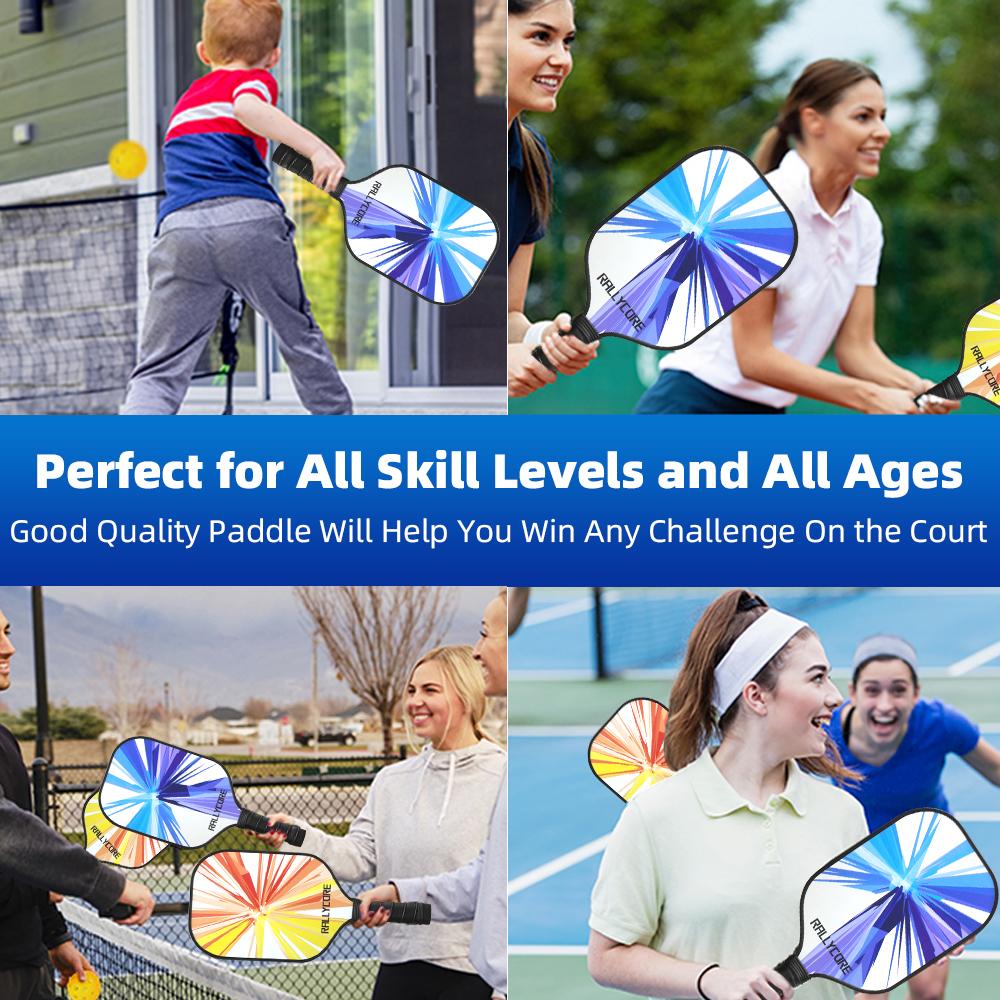 Pickleball Paddles Set of 2 for All Skill Levels, Fiberglass Surface with Polypropylene Honeycomb Core
