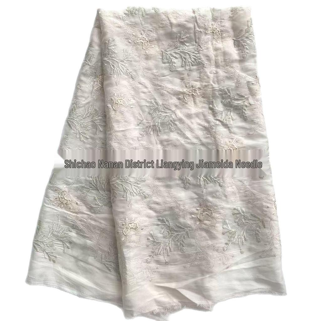 Gold Thread Floral Embroidered Gauze Fabric for Women's and Children's Hanfu Clothing