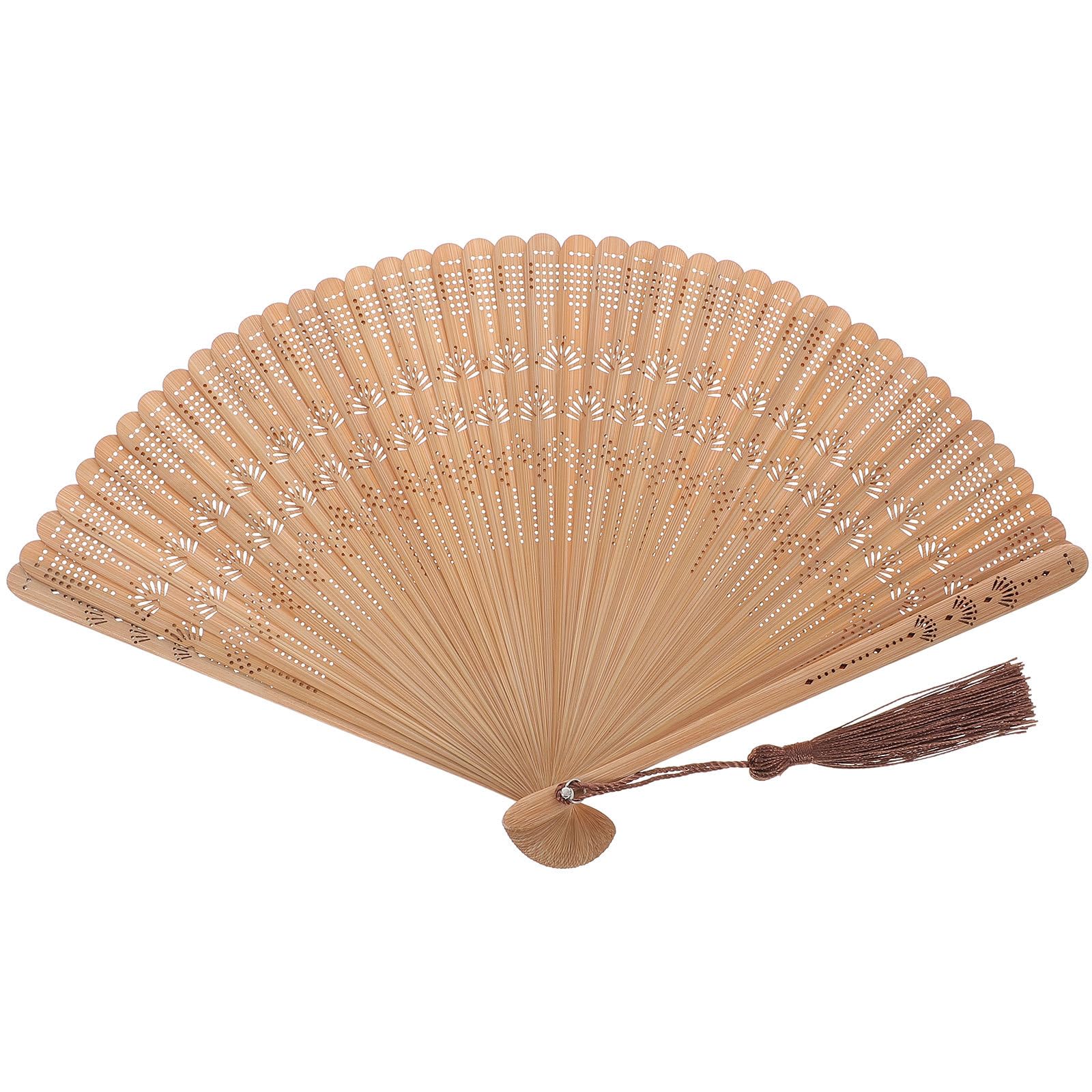 

[LIOOBO] Bamboo Folding Fan, Durable, Stylish, Kyoto Style, Foldable, Short Fan, Kimono, Japanese Accessories, Kabuki Accessories, Gift (Brown)
