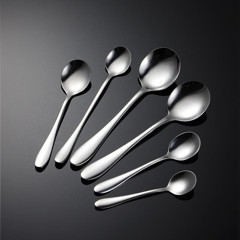 1012 series stainless steel round spoon tip spoon multi-specification western tableware knife fork spoon 410 gift dessert spoon