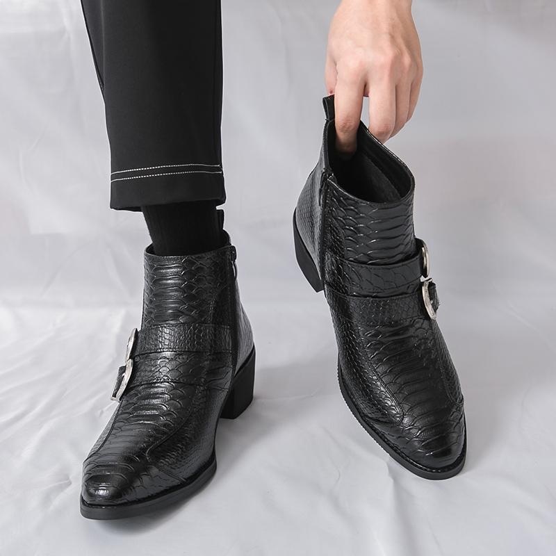 Heren Chelsea Korte Laarzen Zakelijk Formeel Dans Smoking Enkellaarsjes Zwarte Haklaarzen Grote Maat