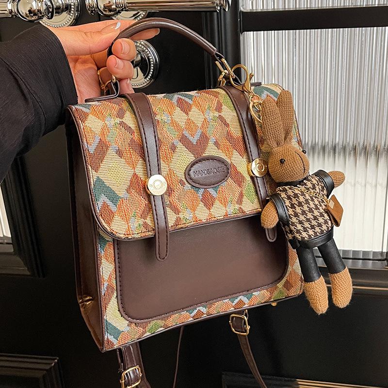 Textured Retro Women's Backpack Purse - 2025 Fashion Single Shoulder Crossbody Bag