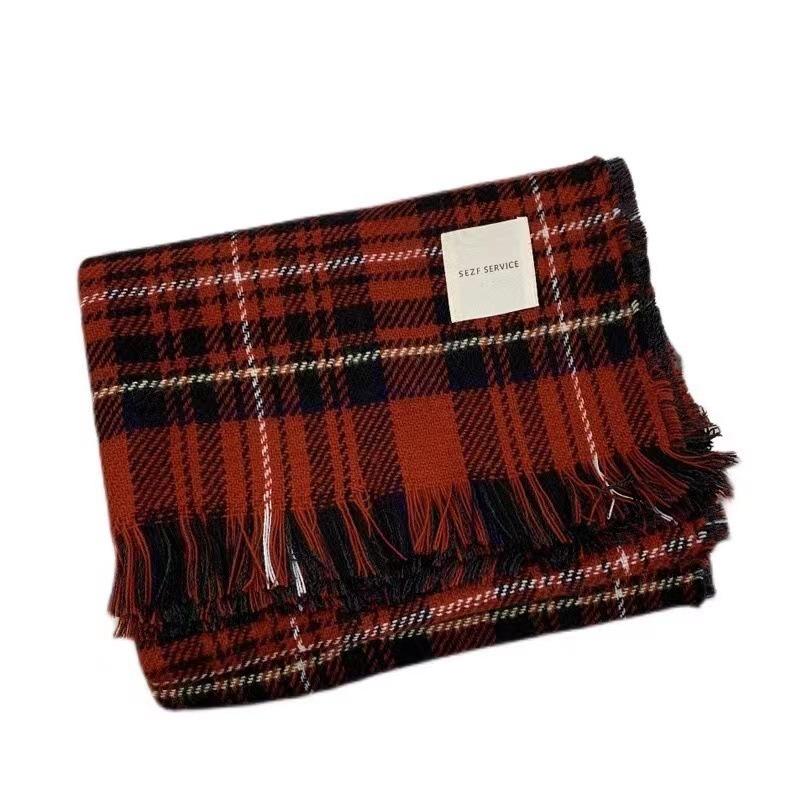 Christmas scarf women's winter senior sense red versatile plaid scarf student thickened warm couple shawl