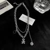 Silberne Doppelkreuz-Anhänger-Halskette Damen Spice Girl Leichter Luxus Nischen-Design Süße Coole Schlüsselbein-Kette Premium Halsketten-Zubehör