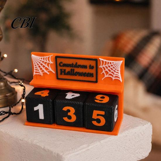 Gruseliges Feiertags-Countdown-Display Halloween-Kalenderblock, 3D-gedruckter Adventskalender, Tägliche Kaffeetisch-Mittelstück Countdown für Dekoration am Kaminsims,