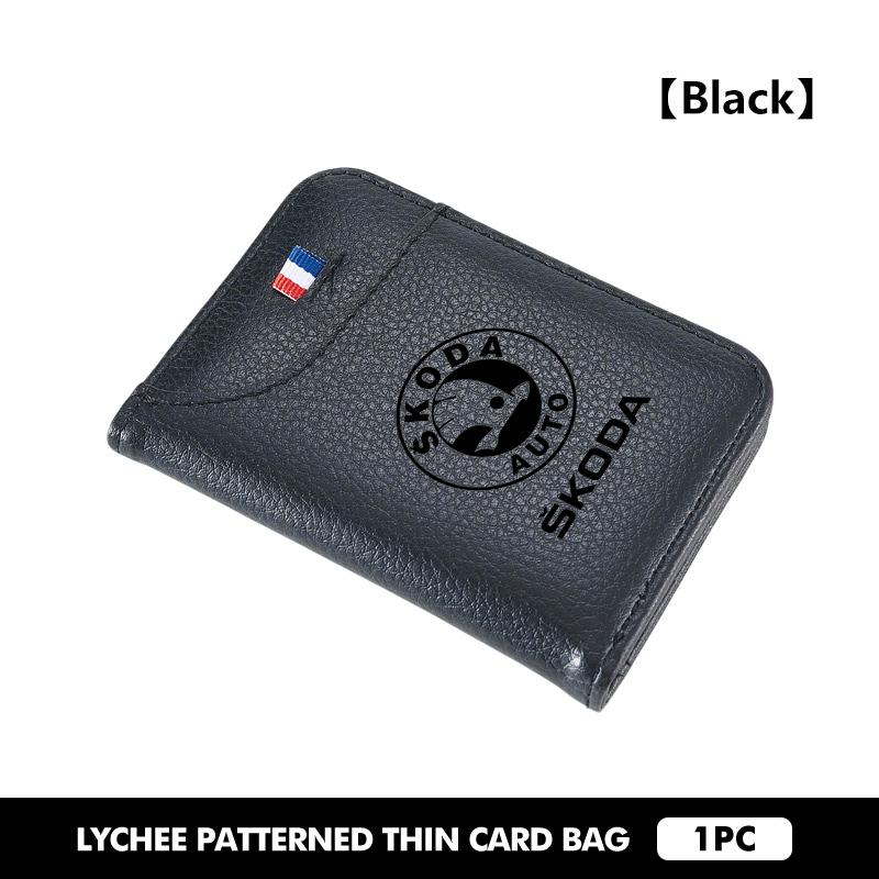 HAZJ3 Car Wallet Driver's Licence Insurance Card Holder Multi Pocket Wallet For Skoda S Kodiaq Octavia 2 3 Yeti Karoq Rapid Fabia VII