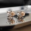 French Temperament Gentle Contrasting Color Diamond-Encrusted Flower Pearl Stud Earrings Light Luxury High-End Niche Simple Earrings