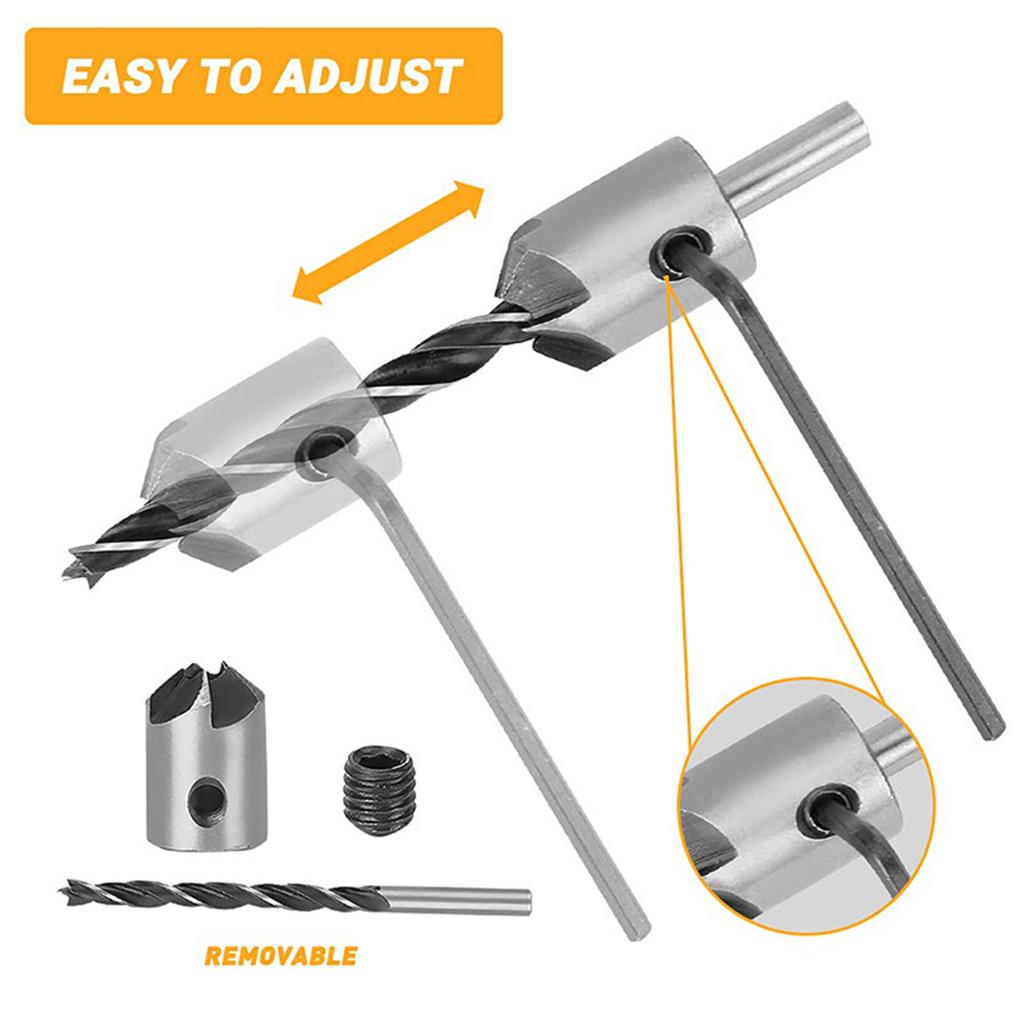 26pcs Woodworking Chamfer Drilling Tools Kit High-speed Steel Multiple Sizes Drill Bit For Wood Metal Plastic