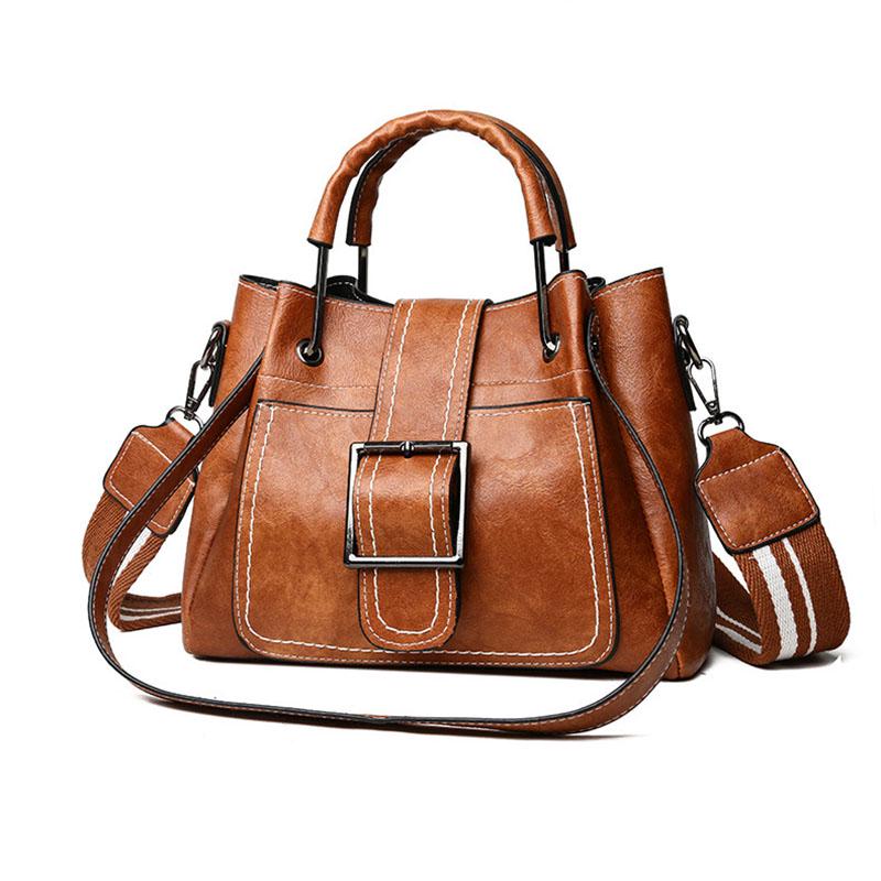 Kabelka Fuga Ni 2020 Oil Leather Železná rukojeť Silná linie Bucket Bag Kabelka přes rameno