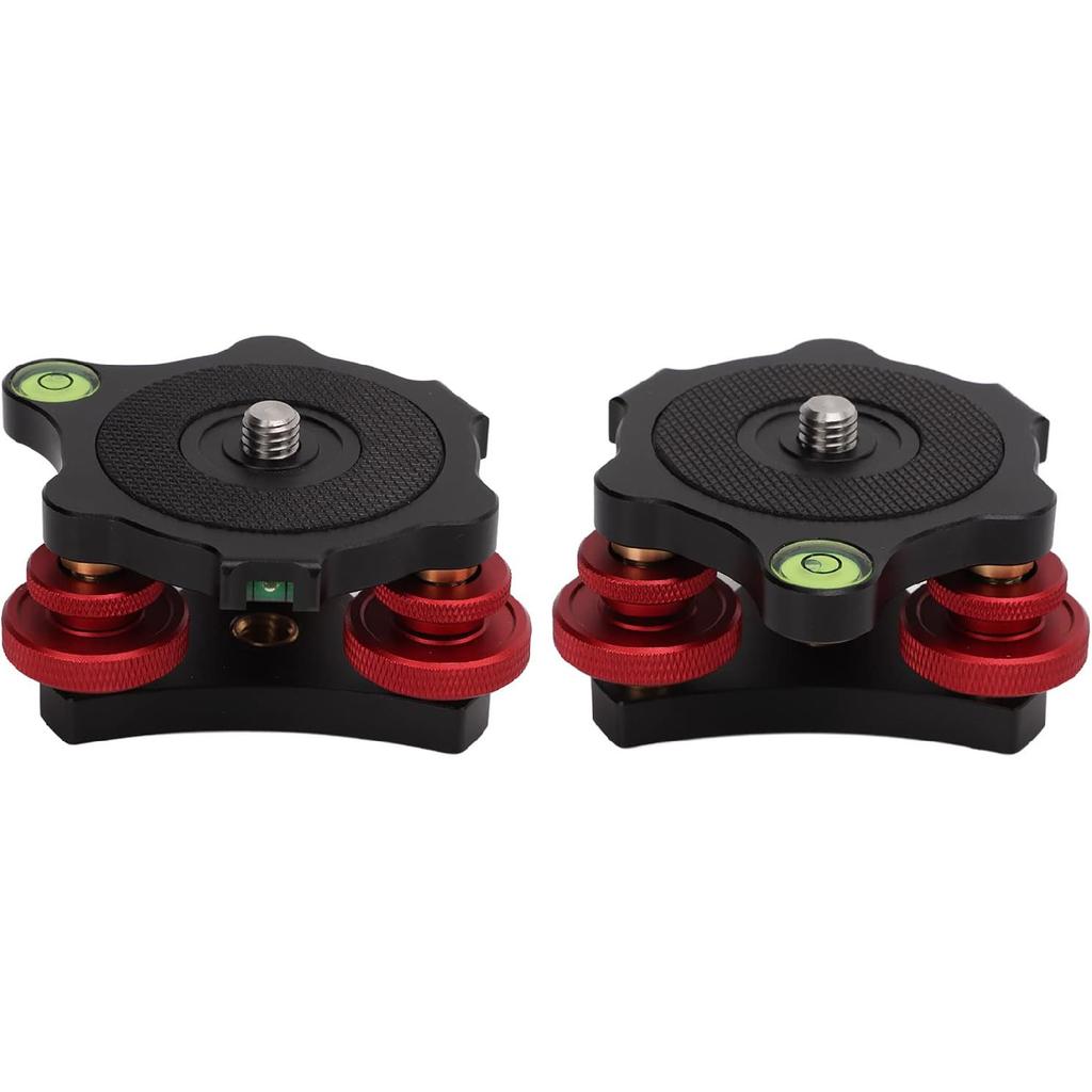 Tripod Head Leveling Base Camera Leveler, Triple Wheel Leveler Bubble Black LP-64 Leveling Base, 3/8” Thread, -5° Angle Adjustment for SLR Camera