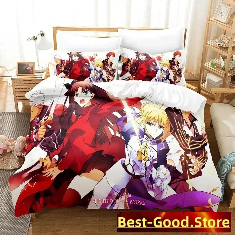 3D Print Anime FateStay Night Unlimited Blade Works Bed Set Duvet Cover Pillowcase Bedding Set Bed Linen Sheet Quilt Cover Full