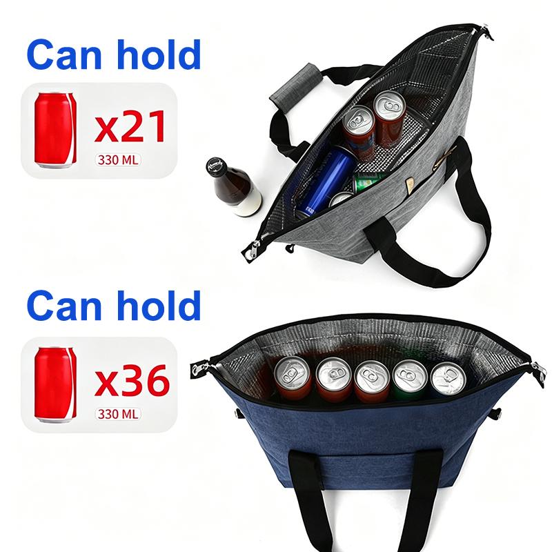 Large Capacity Insulated Grocery Picnic Cooler Bags Reusable Folding Fresh-Keeping Bag For Travel, Lunch, Camping, Food