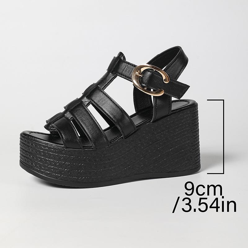 Fashion Roman Style Women's Wedge Heel Sandals Thick Bottom Buckle Strap Gladiator Sandals Woman Summer White Chunky Platform Sandalias