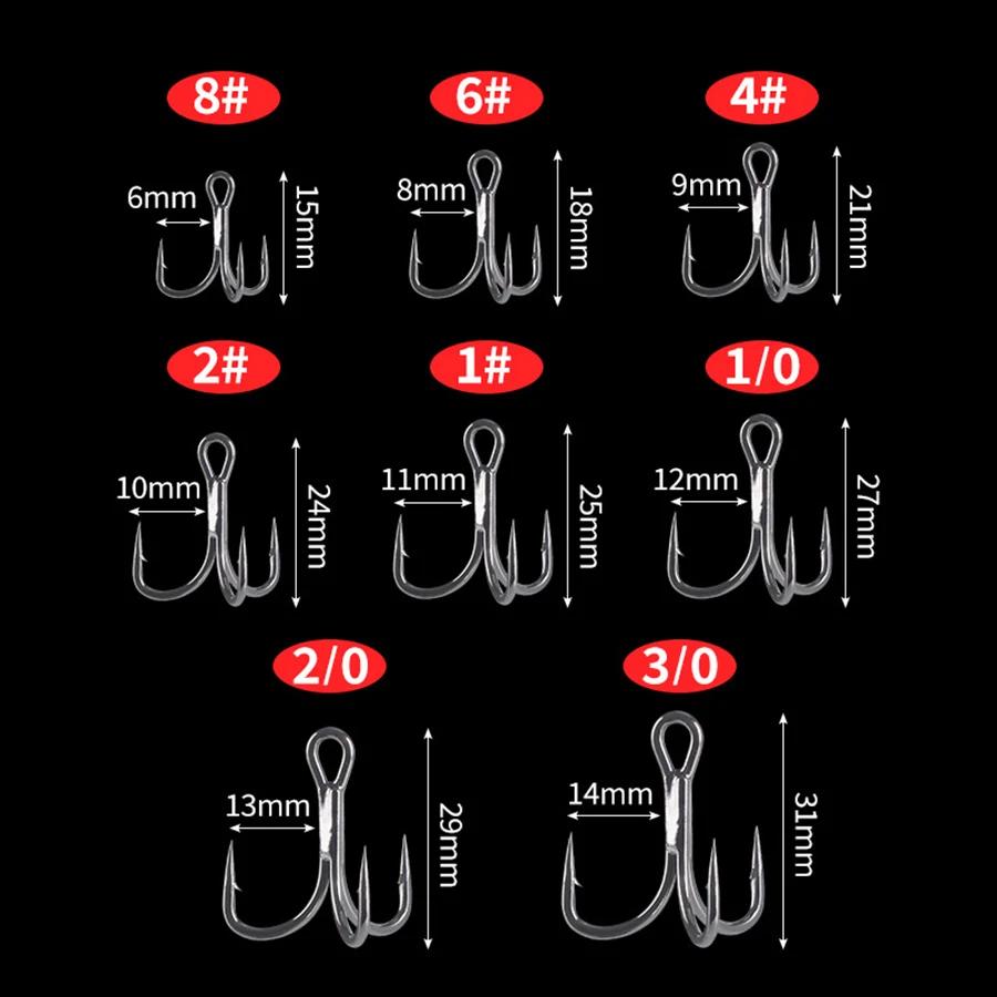 6 Times Treble Hooks for Big Game 50/20pcs Bluefish Salmon Kingfish 8# 6# 4# 2# 6X Strong Treble Sea Fishing Hooks for Saltwater