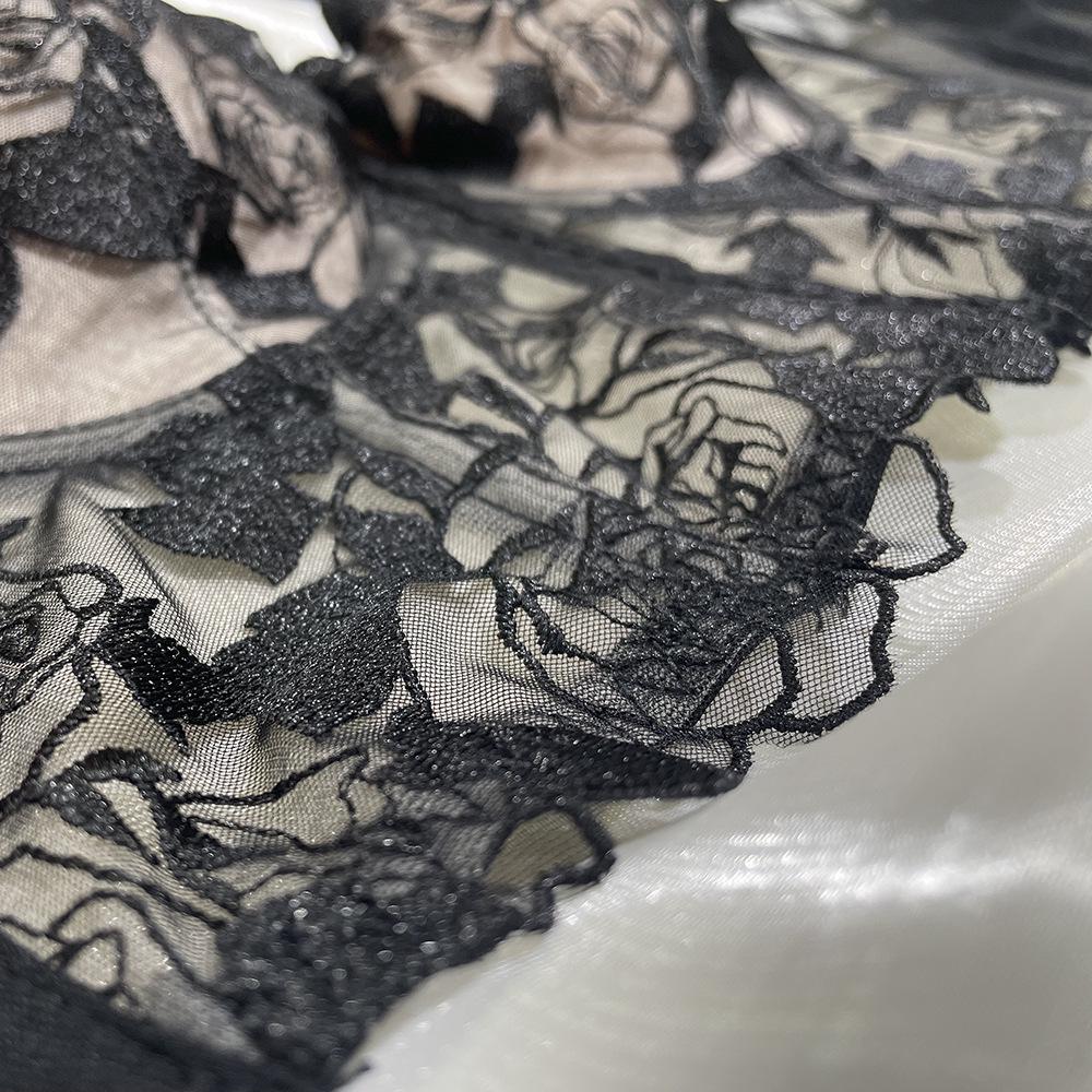 Rose Embroidered Lace Longline Bra Set