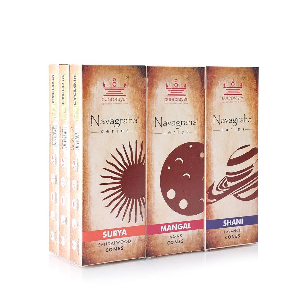 Cycle Pure Navagraha Series Temple Cones  Charcoal-Free Aromatic Dhoop Cones for Puja and Daily Rituals (9 Cones X 9 Pack) Total 81cones