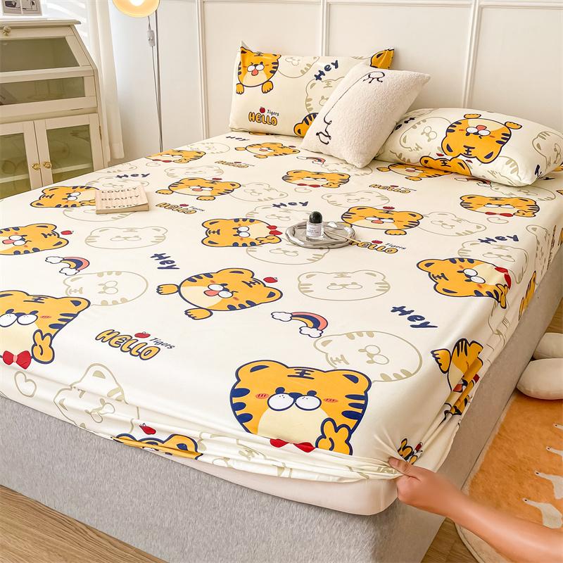 Printed Fitted Sheet Sets Lençol Single/Full/Queen/King Size Bed Sheets with Pillowcase for Home Elastic Band Mattress Cover