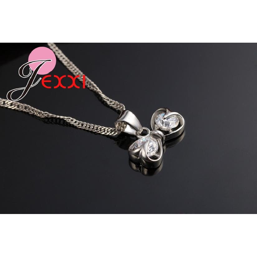 Butterfly Clear CZ Cubic Zirconia Cool 925 Sterling Silver Color Color Jewelry Necklace and Earrings Hot Sale Jewelry Sets