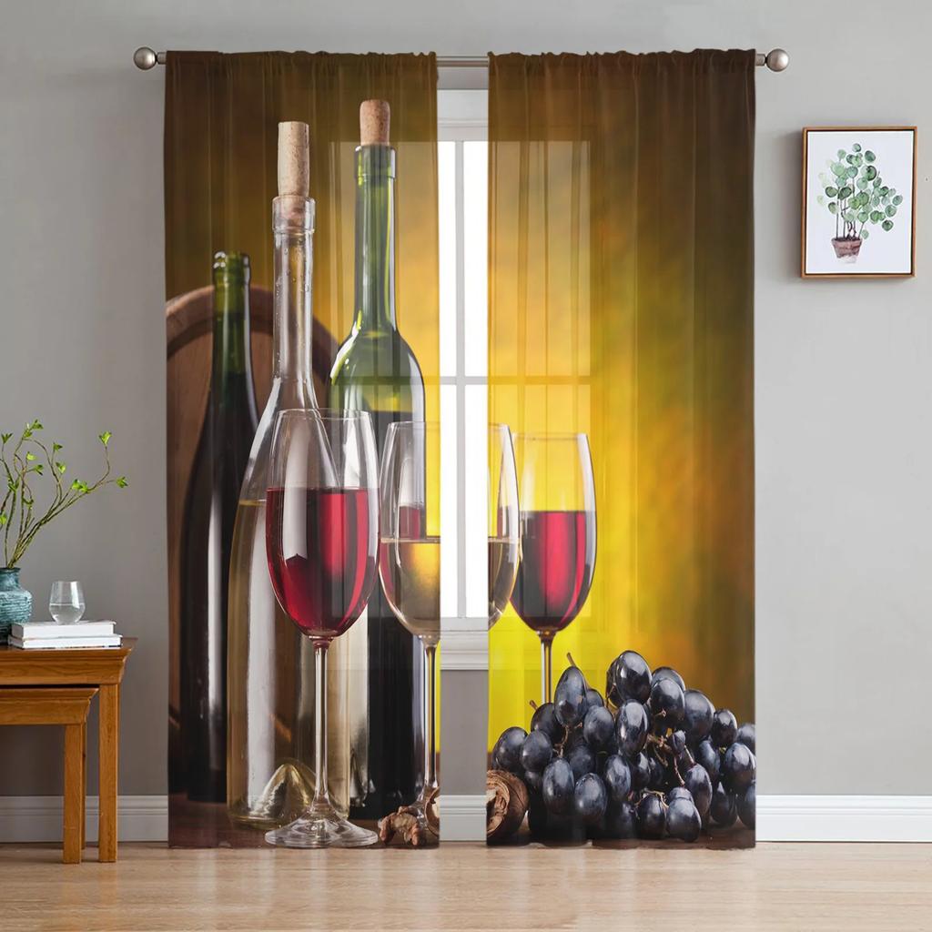 Vineyard Fruit Grape Tulle Curtains Living Room Bedroom Voile Curtain Children Organza Window Drapes Sheer Made Of Polyester Area Treatment
