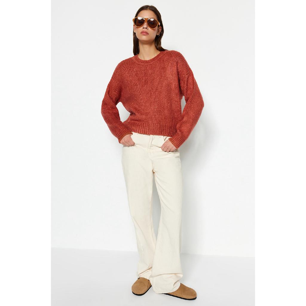 Ecru Wide Fit Weicher, strukturierter Basic-Strickpullover Twoaw23kz00185