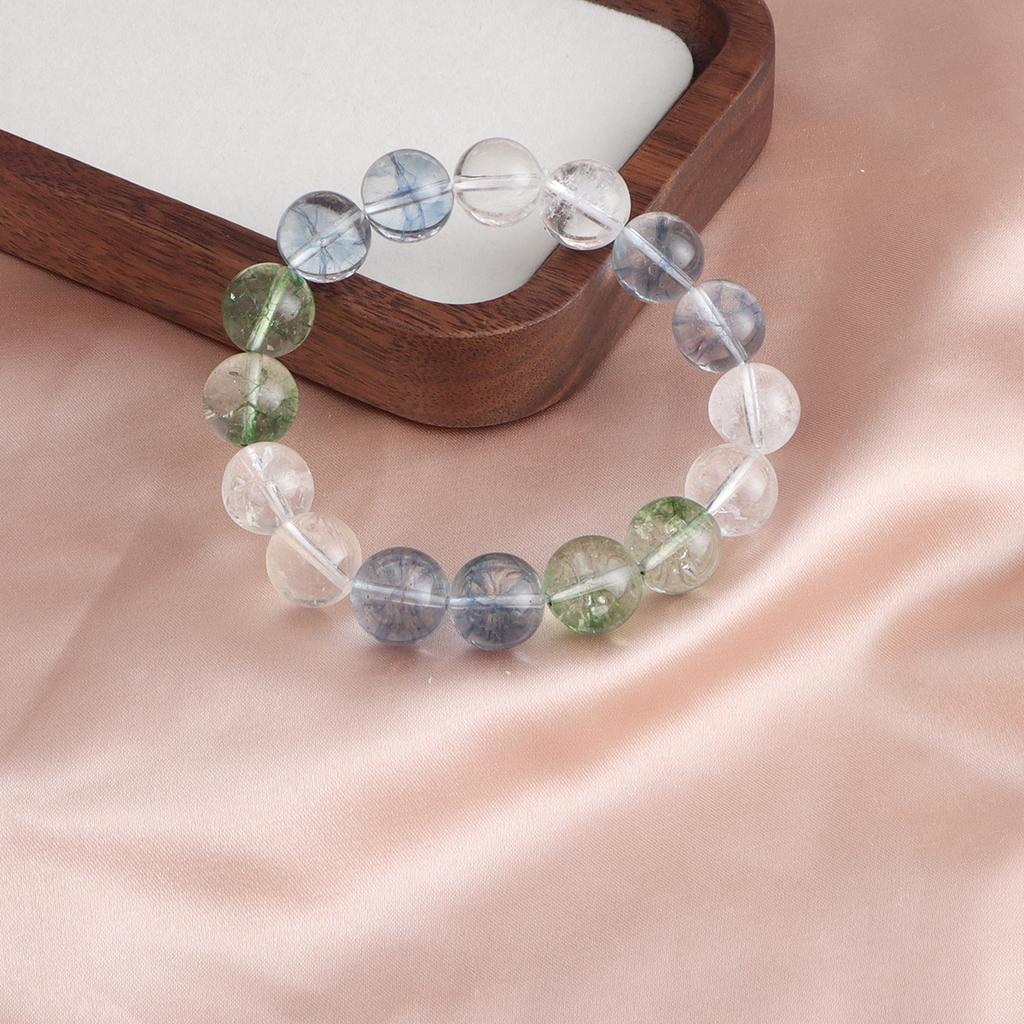 Nowa chińska bransoletka 12mm Huang Asai Kruszony Lód Zielony Duch Róg Obfitości Kryształowa Bransoletka Kamień Różany Akwamaryn