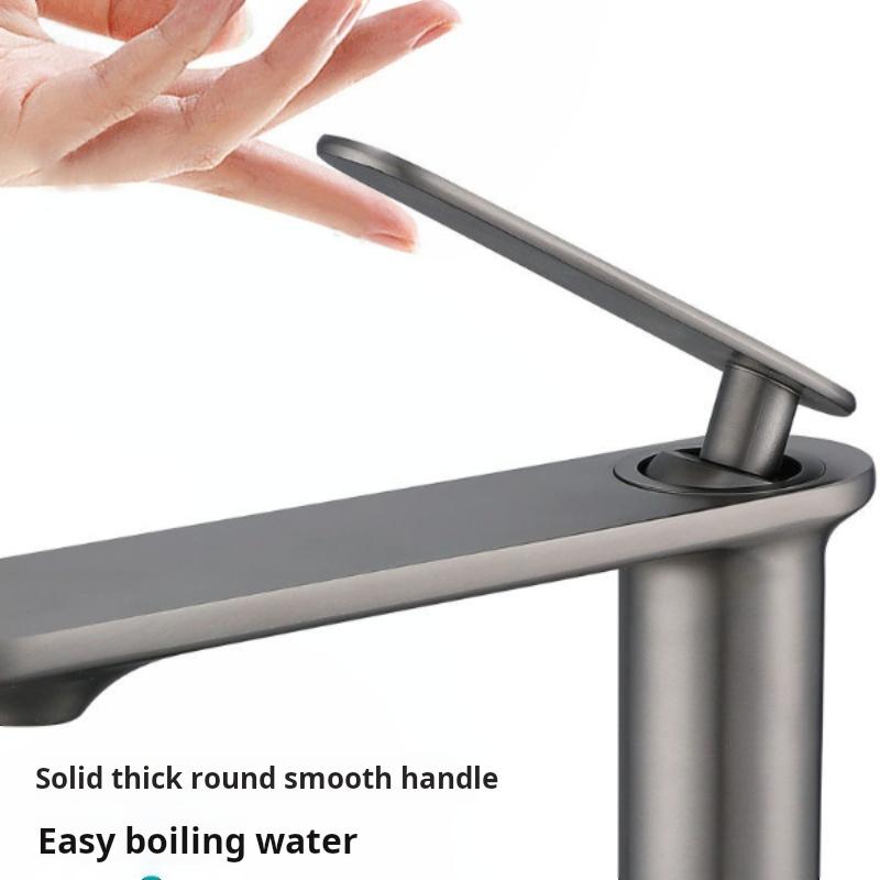 Gun Gray Stainless Steel Single Handle Bathroom Basin Mixer Tap - Hot and Cold Water Modern Washbasin Faucet with Sleek Design