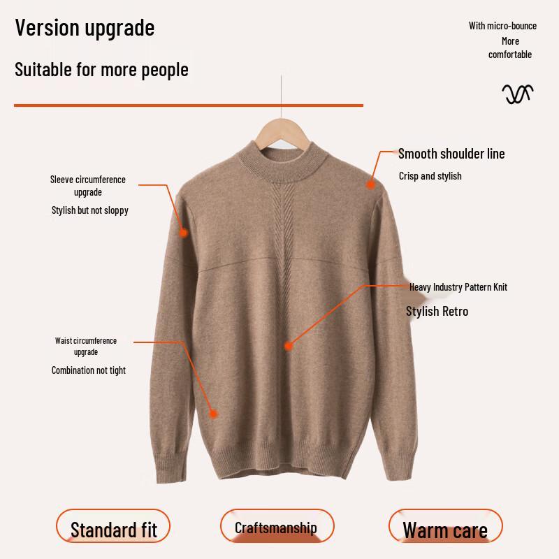 Hengyuanxiang Men's Pure Cashmere Pullover Sweater