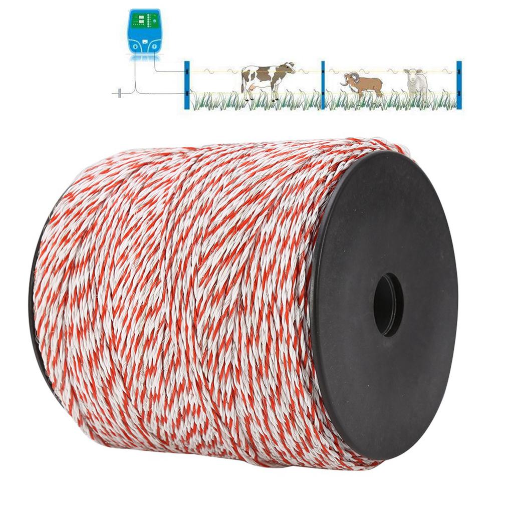 500M White&Red Electric Livestock Fence Wire Stainless Steel Conductive Rope