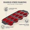 Silikon-Muffinblech mit Metallrahmen, Eierbiss-Hersteller Silikonformen zum Backen, Cupcake-Formen 12 Normale Größe Rot 2025