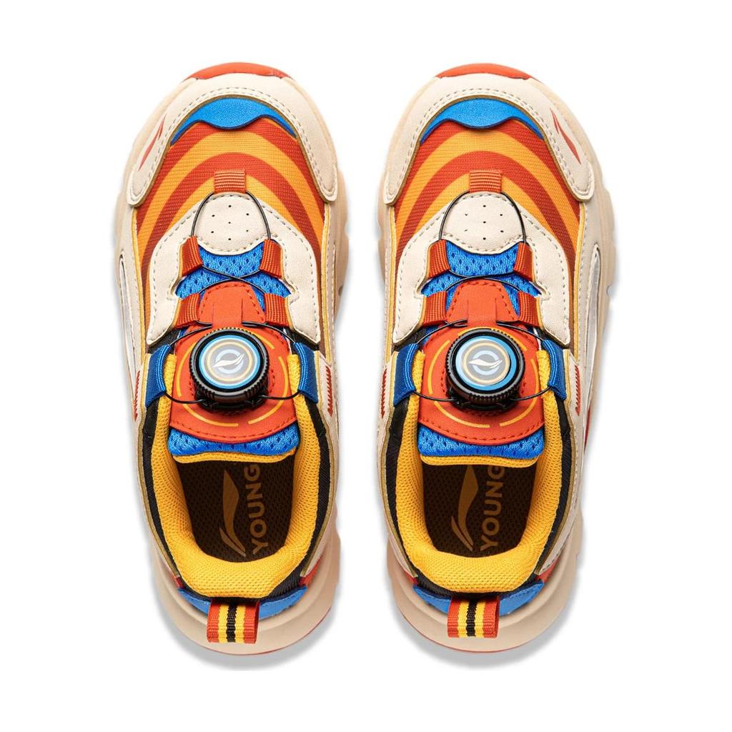Li Ning Kinder Mini Aurora Drehknopf-Version Rutschfest Abriebfest Laufschuhe Kinder Laufschuhe Aprikosenorange Schwarz YKNU090-5