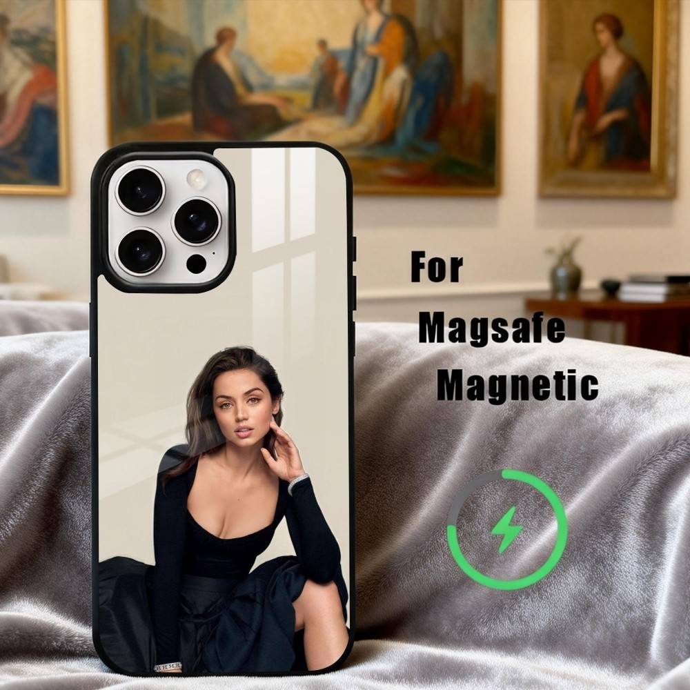 

A-Ana de A-Armas-S Actress Phone Case For iPhone17,16,15,14,13,12,11 Plus,Pro Max Magnetic For Magsafe Wireless Charging iPhone12PRO